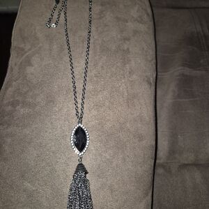 Elegant Black and Silver Tassel Necklace
